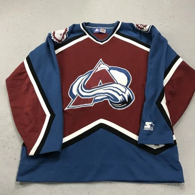 Camiseta deportiva vintage Colorado Avalanche para hombre XL Starter roja azul logotipo de la NHL años 90 Foto 1 de 4