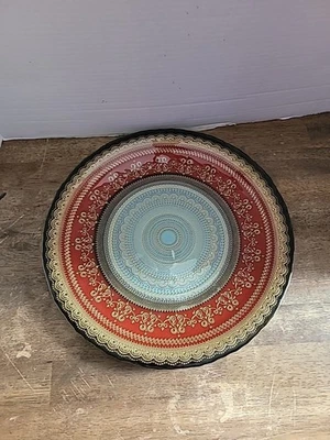 "Cargador de plato de vidrio decorativo Ted negro dorado 13"" mandala turco" Foto 1 de 4