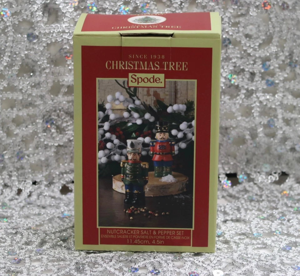 Spode Christmas Tree Nutcracker Salt & Pepper Shakers Holiday Set 4.5" Brand New - Image 1 of 4