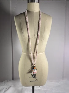 Vintage AMERIKANISCHE INDIANER Samen Perlen Stamm Halskette Kachina Puppe Anhänger Souvenir - Bild 1 von 13