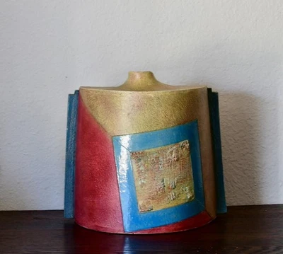 Vintage Post Modern Sculptural Art Vase 1980’s Handmade Pottery - Image 1 of 4