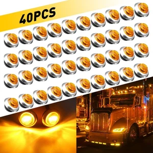 40X 3/4" LED Side Lights Marker Truck Trailer RV Clearance Bullet Lamps Amber EE - Bild 1 von 15