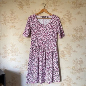 Lands’ End Minikleid rosa Blumen Print Cottagecore Kurzarm Fit and Flare S - Bild 1 von 7