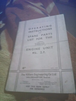 VILLIERS Mk 2F AUTOCYCLE ENGINE Instructions Handbook Spare Parts List September - Image 1 of 4