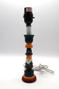 Santa Claus Folk Art Spindle Table Lamp Christmas Decor Country Farmhouse - Picture 1 of 5