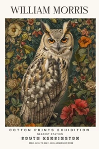William Morris Vintage Owl Cotton Exhibition Prints Floral Wall Poster Art Print - Picture 1 of 6