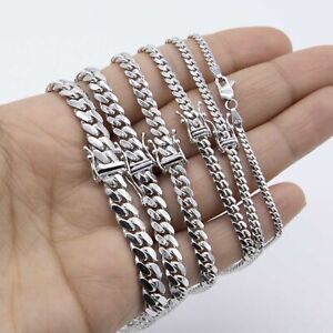 Miami Cuban Link Bracelet Solid Real 10K White Gold All Sizes