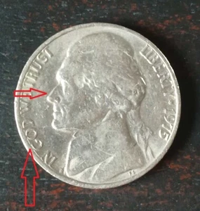 1975 Jefferson Nickel No Mint Mark ERROR Doubled Die Obverse - Picture 1 of 7