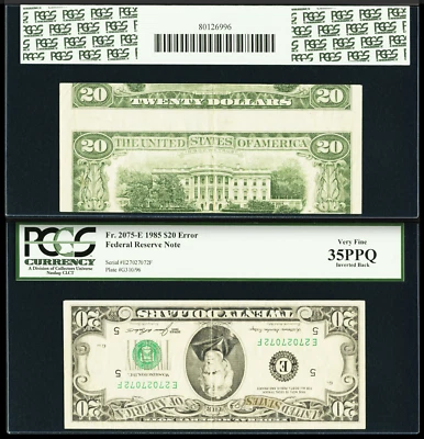 $20 1985 graduación profesional VF35 PPQ parte posterior invertida tipo 2 ✅ denominación rara ✅ veinte dólares Foto 1 de 2
