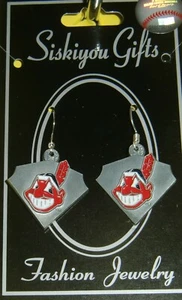 Cleveland Indians Dangle Earrings Licensed MLB Baseball Jewelry - Picture 1 of 3