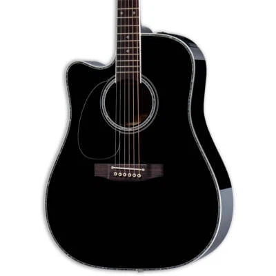 Takamine Dreadnought Cutaway Left Handed Acoustic Electric Guitar - Gloss Black - Image 1 of 4
