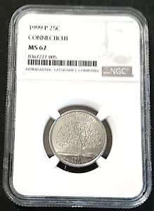 1999-P- CONNECTICUT STATE QUARTER NGC MS 62 C-VALUE CHART (A) - Picture 1 of 5