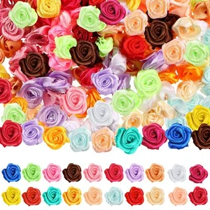 300 Pcs Mini Roses for Crafts Mini Ribbon Flowers Small Satin Ribbon Roses Ar... - Picture 1 of 6