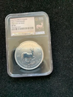 2017-S. Africa 1oz SIL 1-Rand 50th Anniv. NGC SP70 FIRST RELEASES  - Image 1 of 3