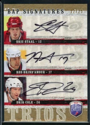 2006-07 Be A Player Signatures Trios #TSBC Erik Cole/Rod Brind`Amour/Eric Staal - Image 1 of 2