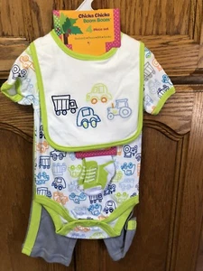 Chicka Chicka Boom Boom Conjunto de 4 Piezas Niños Infante Body Pantalones Babero Calcetines 3/6 Mth - Imagen 1 de 5