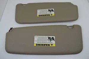 2011-2016 BMW 528i Driver  Passenger Side Beige Leather Sun Visor Set Pair OEM - Picture 1 of 7