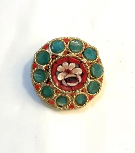Vintage Micro Mosaic Brooch/pin With Flower Made In Italy - Bild 1 von 3