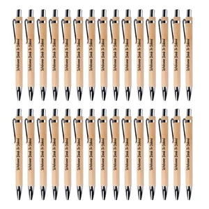 30pcs Welcome Back to School Bamboo Ballpoint Pens - Black Ink Gifts - Picture 1 of 11