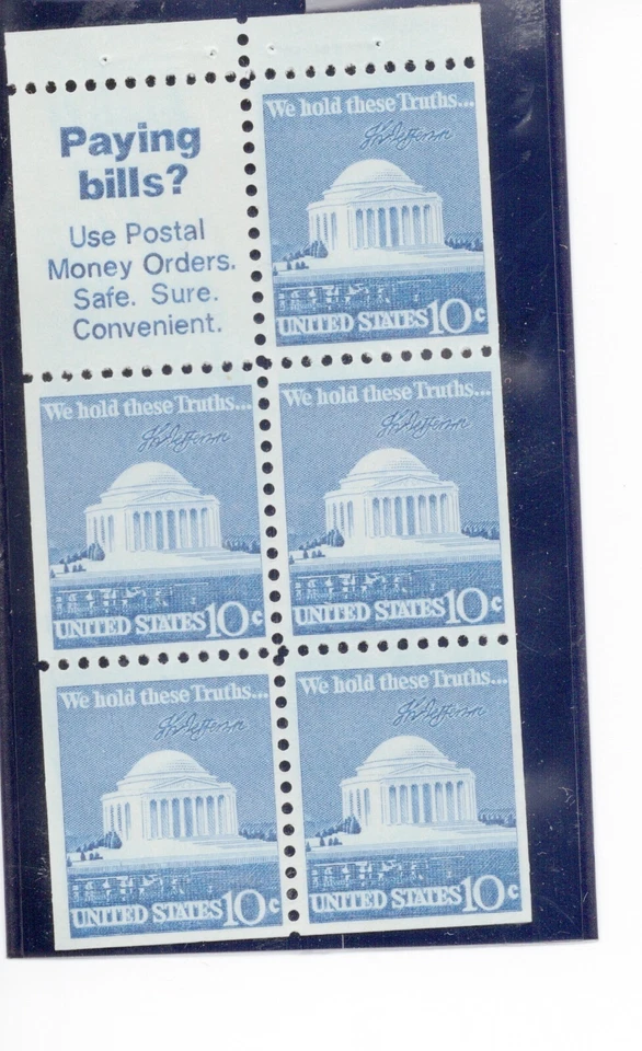 U.S. Scott #1510b Pane of 5 with Slogan 8 Label Booklet Pane MNH- UNFOLDED MNH - Image 1 of 1