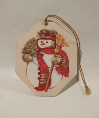Avon Vintage Tela Navidad Vacaciones Muñeco de Nieve Doble Lado Diseño Adorno 4.25" Foto 1 de 4