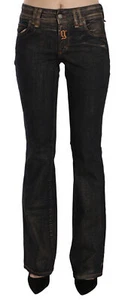 GALLIANO Jeans Cotton Black Washed Mid Waist Flared Denim Pants s. W25 RRP $500 - Picture 1 of 7