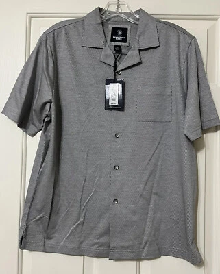 NUEVO CON ETIQUETAS Hart Schaffner Marx Talla M Gris Rayas Manga Corta Camisa Abotonada Para Hombre $98 Foto 1 de 4