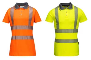 Portwest LW72 Ladies Pro Hi-Vis Polo Shirt Reflective Tape Women Workwear - Picture 1 of 6
