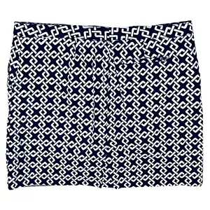 Falda corta de tenis de golf Izod azul blanco estampado geométrico frontal/cremallera elástica talla 8 - Imagen 1 de 9