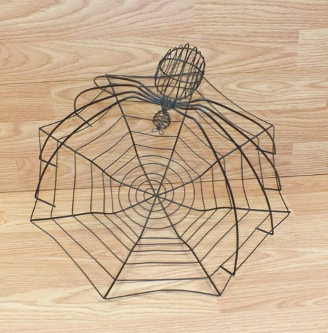 Black Wire Spider Halloween Themed Collectible Fruit Candy Basket Cover