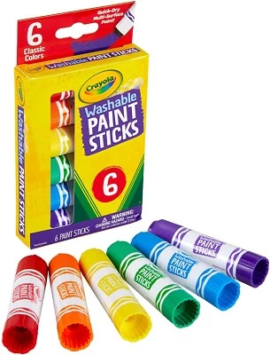 CRAYOLA 6ct Washable Paint Sticks, 6 Vibrant Colours, Less Mess Painting, Quick  - image 1 of 4