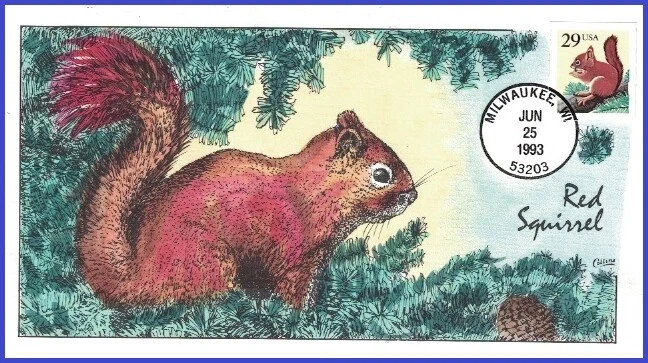 USA7 #2489 U/A COLLINS HAND PAINTED FDC   Red Squirrel - Image 1 of 1