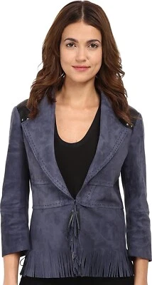 Disfraz National 243261 Mujer Gamuza/Cuero Chaqueta con Flecos Inchiostro Talla 44 Foto 1 de 3
