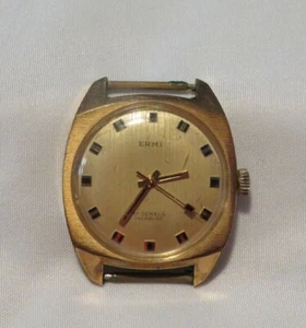 Gold getönte ERMI Herren Armbanduhr 17j Incabloc 1970er Vintage - Bild 1 von 6
