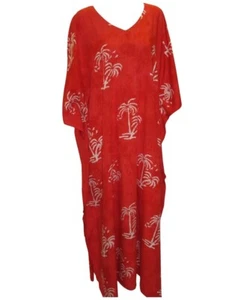Women's Plus Size Kaftan Handmade Palm Tree Print Maxi Boho Batwing Loungewear - Picture 1 of 1