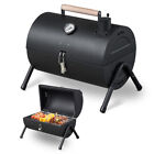 small patio grill - Portable Charcoal Grill with Heat Gauge & Bamboo Handle, Small Patio BBQ Grill