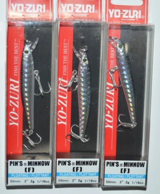 3 señuelos yo zuri pins minnow flotante 2" 1/16 oz f1161-bl plata negro Foto 1 de 4