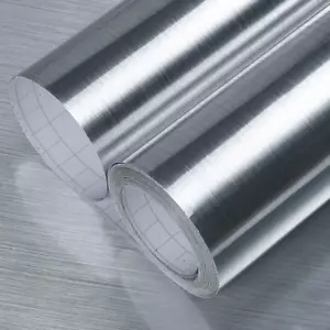 Brushed Silver Contact Paper Stainless Steel Contact Paper Peel and Stick on Rem - Picture 1 of 12