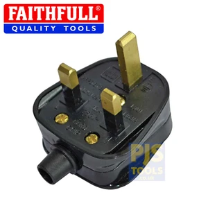 Faithfull FPPPLUG13R 230V / 240V 13Amp schwarz Industrie Drei Pin Stecker Top - Bild 1 von 1