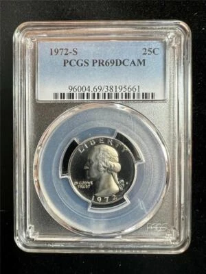 1972 S WASHINGTON QUARTER 25C PR69 DCAM UCAM PF69 PCGS DEEP CAMEO SKU 3410 - Image 1 of 2