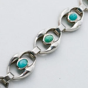 Silber Armband 18,5 cm 925 Grüne Steine 19,55 g - Picture 1 of 8