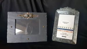 Slate Picture Frames Ann Cichon Dallas Jeweled Ashland Metal Photo Set of 2 - Picture 1 of 16