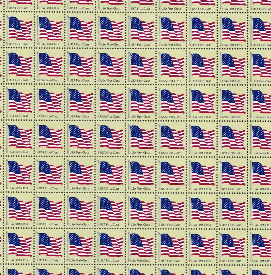 #4129 American Flag 41 cent full mint sheet of 100 stamps water-activated MNH OG - Image 1 of 1