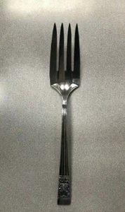 Large Meat Serving Fork Vintage CORONATION Deco Oneida Community Silver Plate - Picture 1 of 3