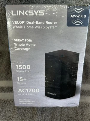Linksys Velop AC1200 2 Port Intelligent Mesh Wireless Router - Black (VLP0101B) - Image 1 of 4