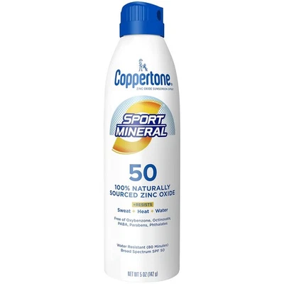 Coppertone SPORT Sunscreen Spray SPF 50, Zinc Oxide 5 Ounce (Pack of 1)  - Image 1 of 4