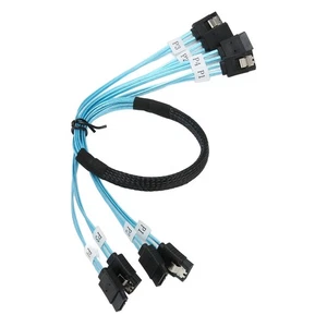 MINI SAS 4SATA Transmission Cable Connect To SDD Hard Disk Computer Server H NEW - Afbeelding 1 van 12