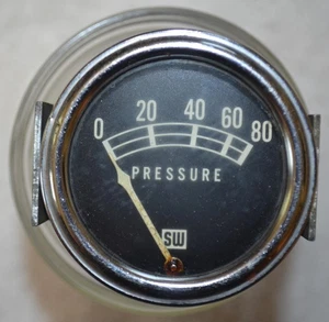 STEWART-WARNER OIL PRESSURE GAUGE 0-80 P/N 423403 USED - Picture 1 of 24