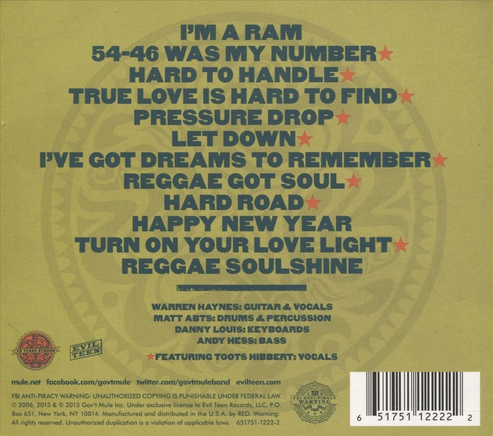 GOV'T MULE - DUB SIDE OF THE MULE [2015] [DIGIPAK] NEW CD - Image 1 of 1