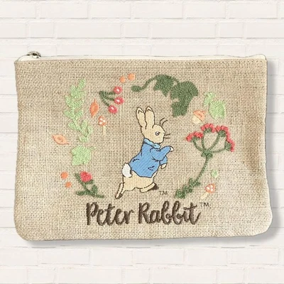 Peter Rabbit Bolsa Plana Yute Natural Ecológico Bordado Usado Foto 1 de 4